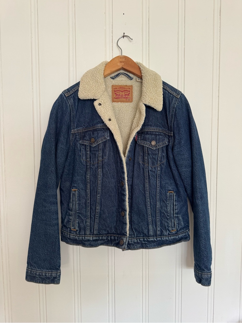 Levi's Blue Denim Jacket with Cream Sherpa Lining